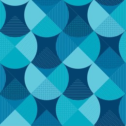 blue geometric patterns patchwork. water and sea inspired seamless pattern for fabric and other surface design. abstract mosaic repeatable motif.
