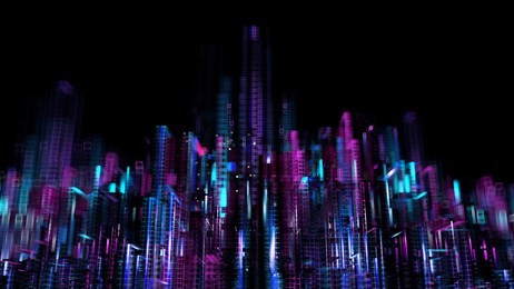 3d render abstract background. digital city concept. abstract complex structure of pseudo city.
