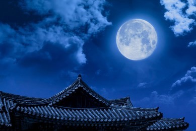 a full moon can be seen in chuseok, korea's thanksgiving day.