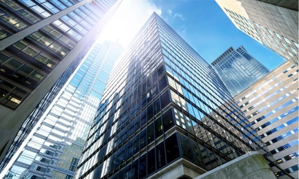 modern office buildings in city