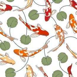 koi fish. vector seamless pattern.