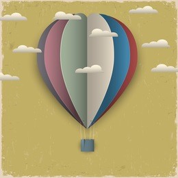 retro hot air balloon and clouds from paper. creative vector eps 10