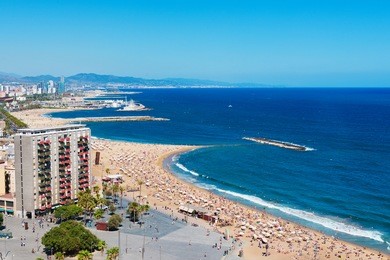 barceloneta beach in barcelona, spain