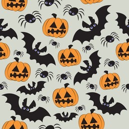 bat pumpkin spider halloween pattern