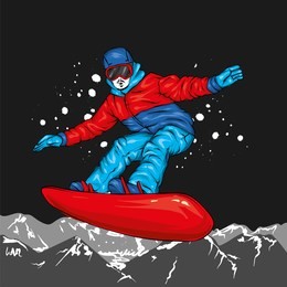 a snowboarder in colorful clothes. vector illustration. sports, extreme sports, outdoor activities.
