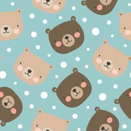 cute polar bear seamless pattern, cartoon christmas background, vector illustration