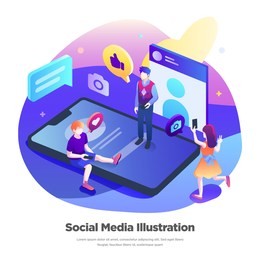 social media illustration, modern flat design concept