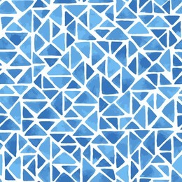 hand painted mosaic background with triangles in blue. seamless vector pattern