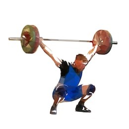 weightlifting. polygonal vector weight lifter with big barbell, isolated geometric illustration. strong man