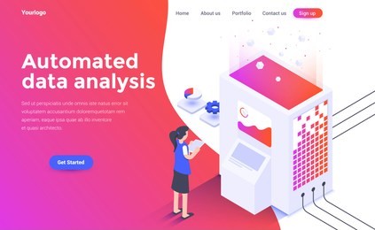 modern flat design isometric concept of automated data analysis for website and mobile website. landing page template. easy to edit and customize. vector illustration