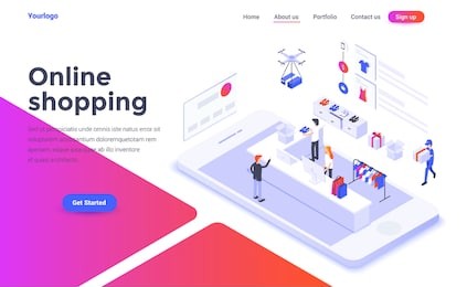 modern flat design isometric concept of online shopping for website and mobile website. landing page template. easy to edit and customize. vector illustration