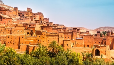 amazing view of kasbah ait ben haddou near ouarzazate in the atlas mountains of morocco. unesco world heritage site since 1987. artistic picture. beauty world.