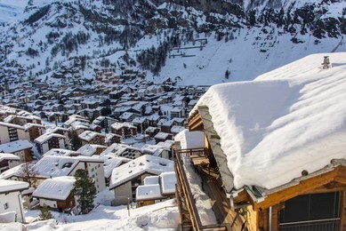 zermatt, switzerland - lodge over the town
