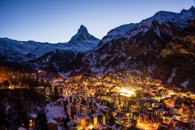 zermatt, switzerland - town at night