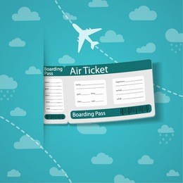 air ticket on sky background. vector illustration.