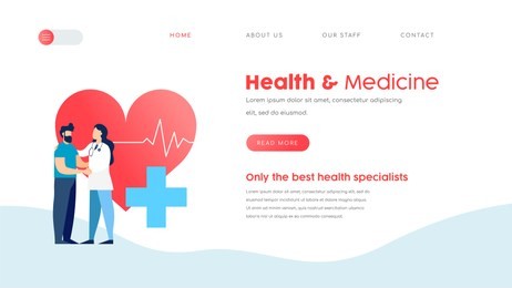 online doctor services web landing page template. health and medicine website concept for checkup, appointment or medical exams. eps10 vector.