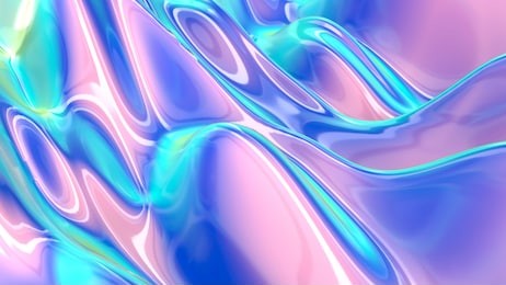 abstract colorful liquid background, holographic surface, reflection. 3d rendering