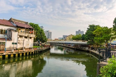 the old town of malacca and the malacca river. unesco world heritage site in malaysia