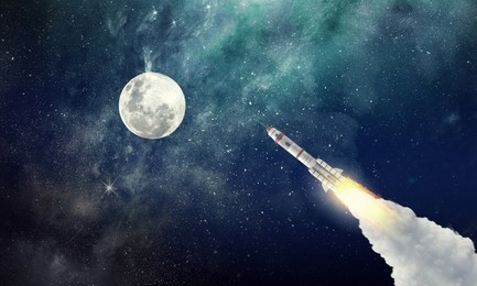 rocket space ship . mixed media