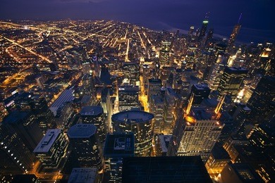 view of chicago, illinois, usa from above
