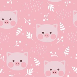 cute pig seamless pattern background, vector illustration