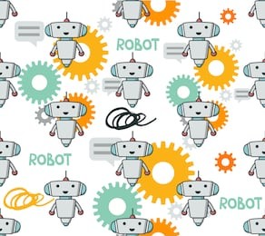 cute robot sameless pattern for kids project. chart bot vector pattern. vector modern flat cartoon character illustration. support service chat bot, virtual online help customer support.