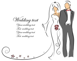 silhouette of bride and groom, background, wedding invitation, the vector
