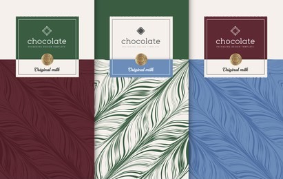 chocolate bar packaging set. trendy luxury product branding template with label pattern for packaging. vector design.