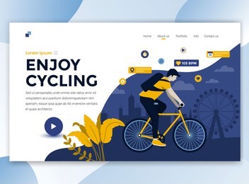landing page template of enjoy cycling. modern flat design concept of web page design for website and mobile website. easy to edit and customize. vector illustration