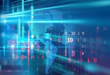 abstract  futuristic infographic with visual data complexity , represent big 
data concept, node base programming 

