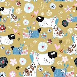 seamless bright pattern of dog lovers
