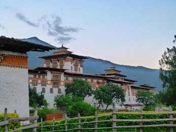 bhutan temple on riverside