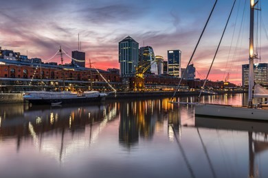 the famous neighborhood of puerto madero at night. buenos aires, argentina.