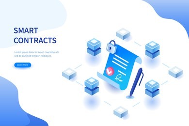 smart contract concept. can use for web banner, infographics, hero images. flat isometric vector illustration isolated on white background.