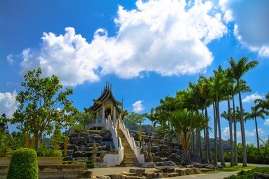 nong nooch garden.view of the clouds and wat. asia.