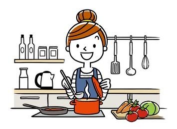 illustration material: housewife, cooking