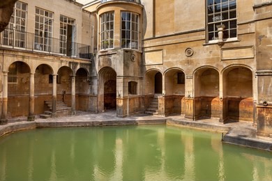 roman baths in bath, england, uk.