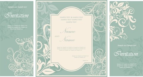 wedding invitation cards with floral elements.