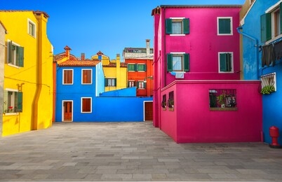 colorful houses in burano, venice, italy