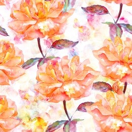 a seamless pattern with a watercolor drawing of a blooming pink rose and a butterfly, a pastel repeat print