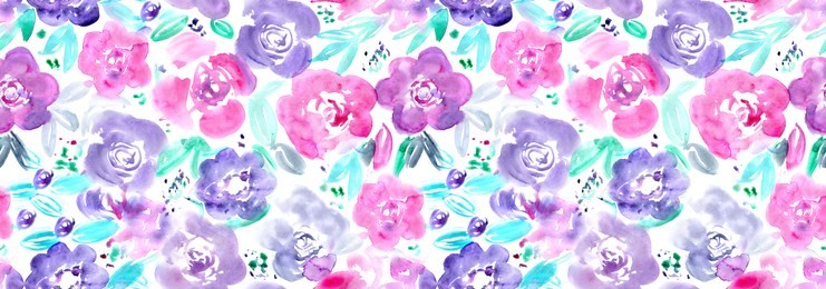 seamless pattern of hand made watercolor flowers / painted design for invitation or greeting card