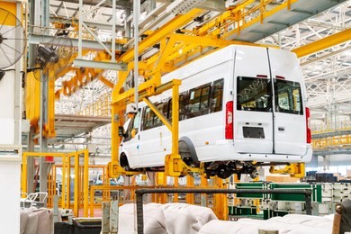 modern automobile production line, automated production equipment.