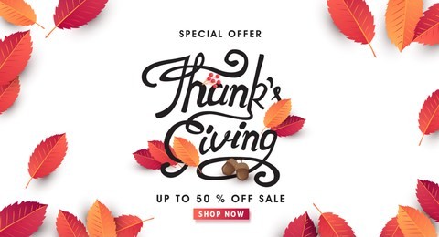 calligraphy of thanksgiving day banner. autumn seasonal lettering.vector illustration