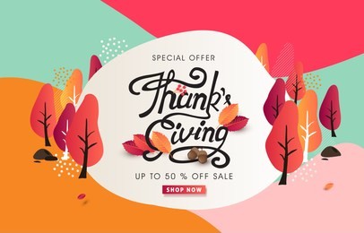 calligraphy of thanksgiving day banner. autumn seasonal lettering.vector illustration