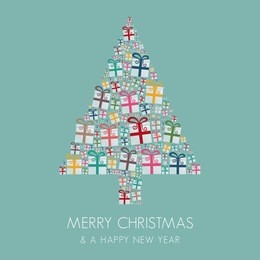 many gift box colorful christmas tree stack