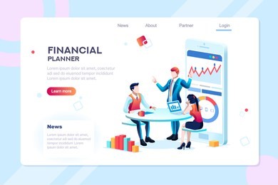 business adviser team. management of investment, meeting, account, consultant discussion. data income graph professional analyzing, financial analyst concept. characters on flat isometric illustration