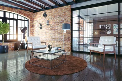 modern loft interior. 3d rendering design concept