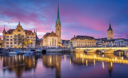 sunset in zurich