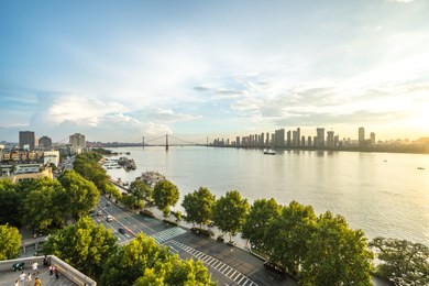 panoramic city skyline in wuhan china