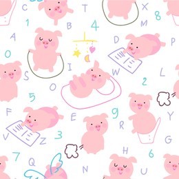 pig story. seamless pattern,background,wallpaper.hand drawn.